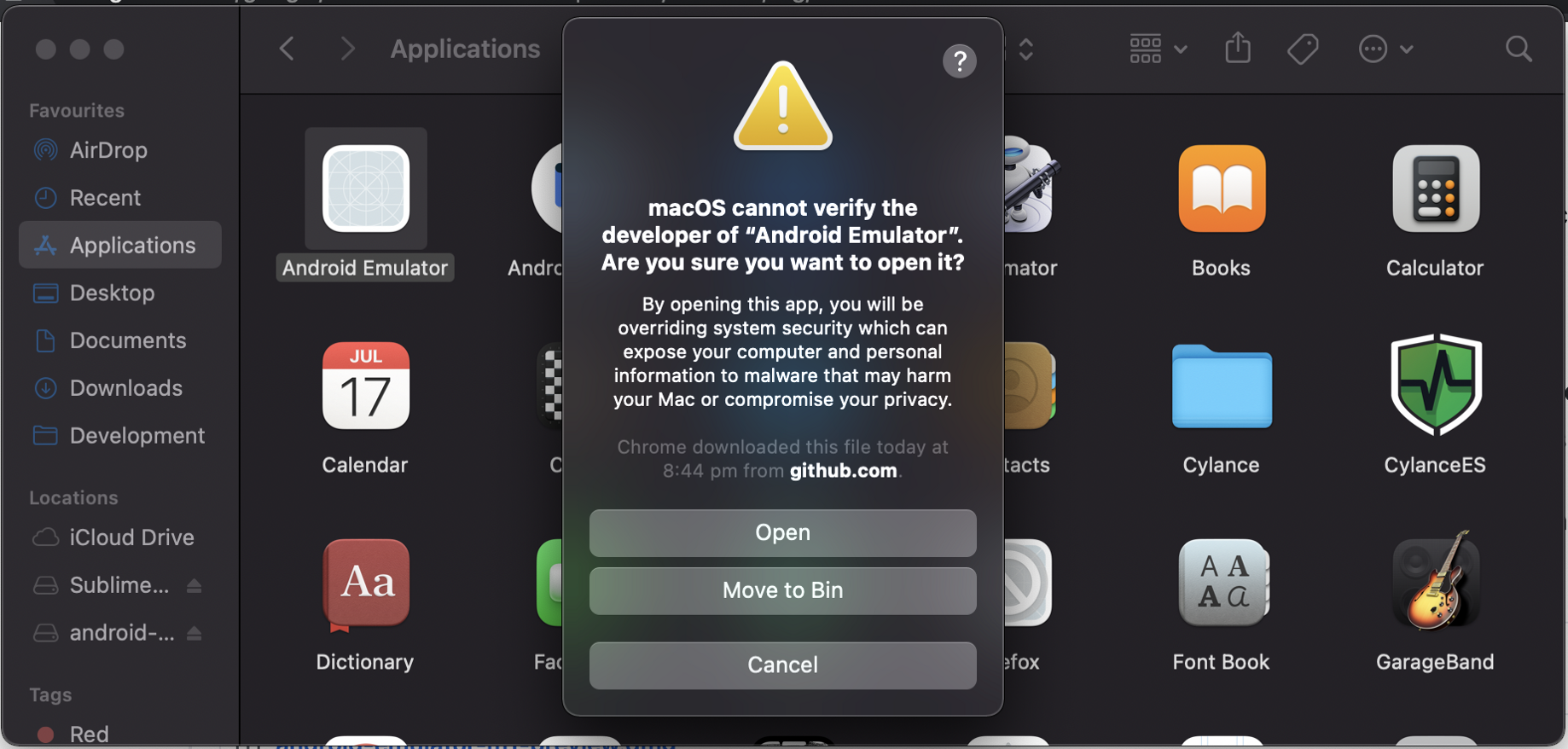 android intel emulator crash mac